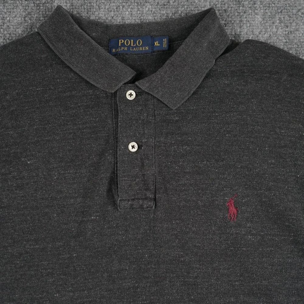 Polo Ralph Lauren Mens XL Charcoal Grey Heather Short Sleeve Pony‎ Logo Polo